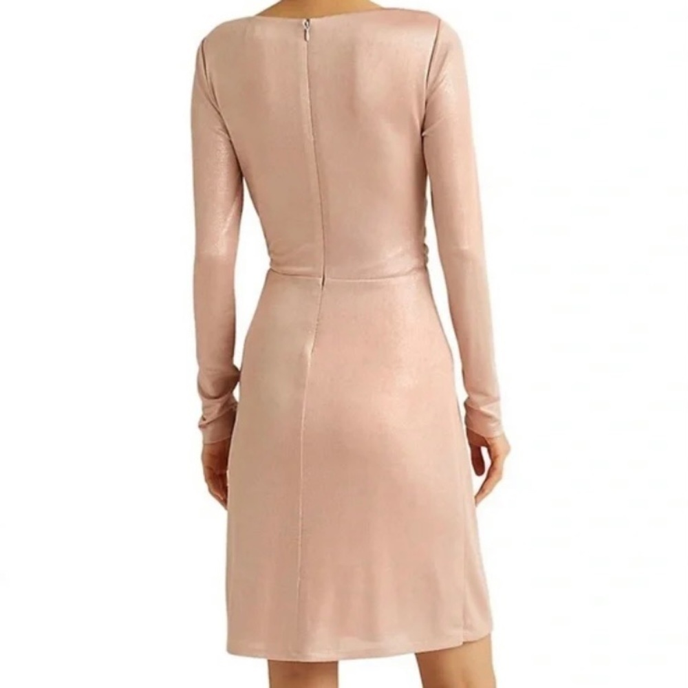 Lauren Ralph Lauren Surplice Neckline Long Sleeve Metallic Dress in Pink - Picture 2 of 7